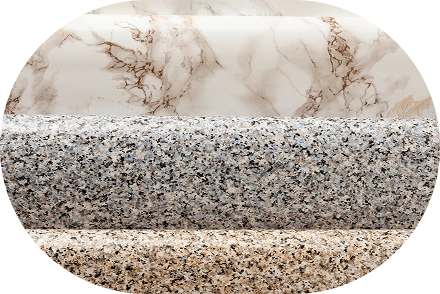 Təbii mərmər və qranit səthlər interyer təmiri üçün dekorativ bitirmə materialı kimi istifadə olunur.